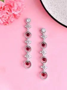 Voylla Rose Gold Plated Cubic Zirconia Studded Drop Earrings