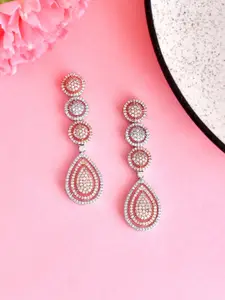 Voylla Rose Gold Plated CZ Studded Drop Earrings
