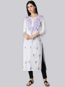 Seva Chikan Paisley Embroidered Chikankari Shadow Work Straight Kurta