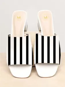 Myra Elegant Bold Striped Printed Block Heels