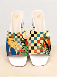 Myra Egypt Painting Inspired Printed Block Heels