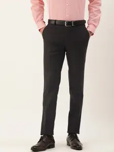 Peter England Men Checked Slim Fit Formal Trousers
