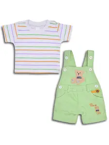 Wish Karo Infants Boys Cotton T-shirt And Dungaree Set