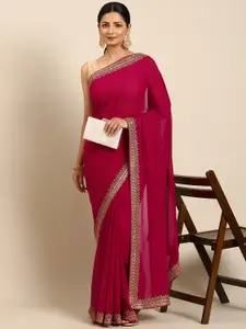 MOHEY Embellished Beads and Stones Poly Georgette Saree