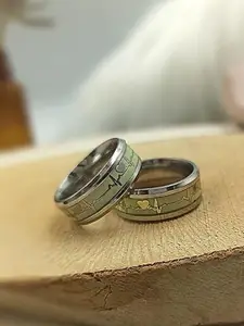 VIEN Men Set Of 4 Platinum-Plated Assorted Enamel Finger Rings