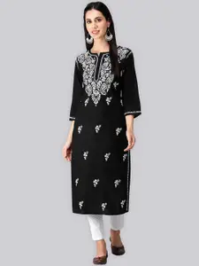 Seva Chikan Ethnic Motifs Embroidered Cotton Chikankari Kurta