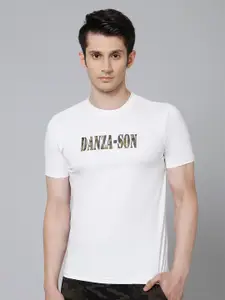 DANZA-SON Typography Printed Round Neck T-shirt