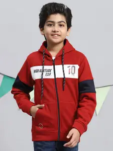 Monte Carlo Boys Typography Printed Hooded Open Front Sweatshirt