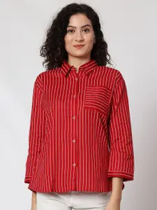 Prettify Relaxed Opaque Striped Cotton Casual Shirt