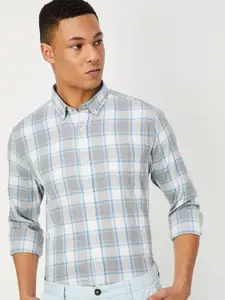 max Tartan Checked Button-Down Collar Pure Cotton Casual Shirt