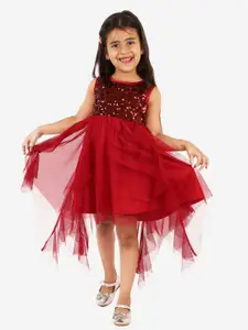 KidsDew Girls Embellished Net Fit & Flare Dress