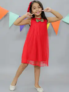 KidsDew Round Neck Gathered And Pleated A-Line Dress