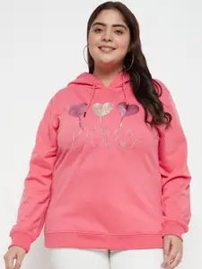 AUSTIVO Plus Size Graphic Printed Hooded Fleece Sweatshirt