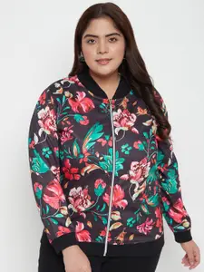 AUSTIVO Plus Size Floral Printed Fleece Sweatshirt