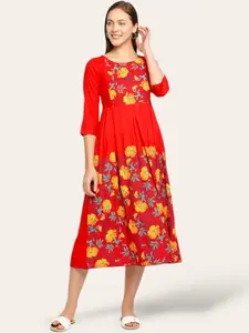 True Shape Floral Printed A Line Maternity Ethnic Dress