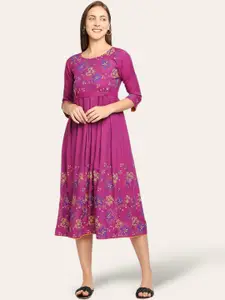 True Shape Floral Printed A Line Maternity Ethnic Dress
