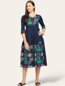 True Shape Abstract Printed Maternity Fit and Flare Midi Dress