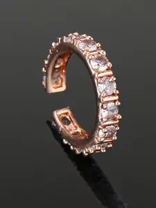 Estele Rose Gold Plated CZ Studded Finger Ring