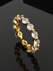 Estele Gold-plated CZ-studded Finger Ring