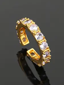 Estele Gold Plated Cubic Zirconia Studded Finger Ring
