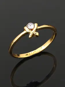 Estele Gold Plated Crystal Studded Finger Ring