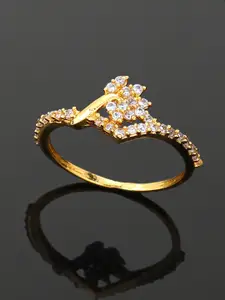 Estele Gold-Plated Cubic Zirconia-studded Finger Ring