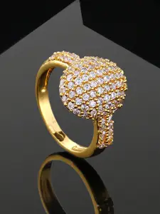 Estele Gold Plated CZ-studded Finger Ring