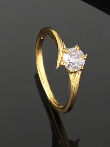 Estele Gold Plated CZ-studded Finger Ring