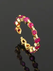 Estele Gold Plated CZ-studded Finger Ring