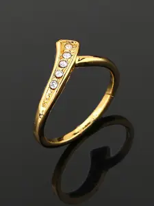 Estele Gold-Plated Crystal-Studded Finger Ring