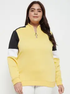 AUSTIVO Plus Size Mock Collar Fleece Sweatshirt