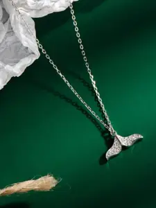 SALTY Stainless Steel Artificial Stones-Studded Mermaid's Tale Necklace