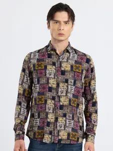 Snitch Brown & Beige Ethnic Motifs Printed Classic Slim Fit Casual Shirt