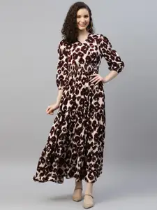 DEEBACO Animal Printed Tiered Maxi Dress