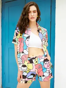 Funday Fashion Abstract Printed Georgette Shirt & Shorts