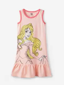 The Souled Store Girls Disney Princess Printed Pure Cotton A-Line Dress