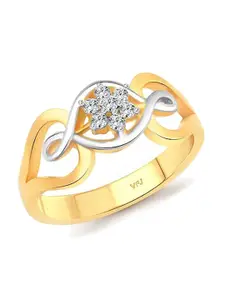 Vighnaharta Gold-Plated Cubic Zirconia Studded Ring