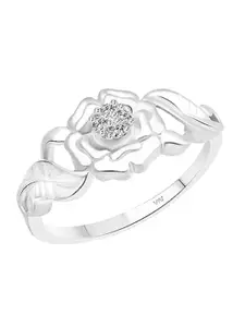 Vighnaharta Silver-Plated Cubic Zirconia Studded Adjustable Finger Ring