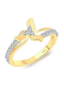 Vighnaharta Gold-Plated Stone-Studded Adjustable Finger Ring
