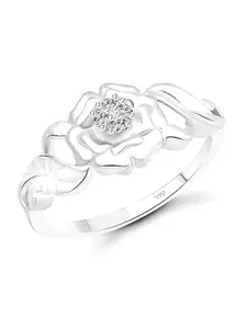 Vighnaharta Rhodium-Plated Stone-Studded Adjustable Finger Ring