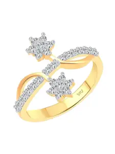 Vighnaharta Gold-Plated Stone-Studded Adjustable Finger Ring