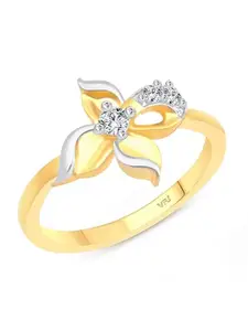 Vighnaharta Gold-Plated Cubic Zirconia Studded Adjustable Finger Ring