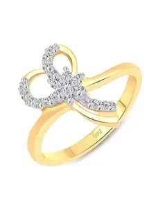 Vighnaharta Gold-Plated Cubic Zirconia-Studded Adjustable Finger Ring