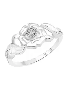 Vighnaharta Rhodium-Plated Cubic Zirconia Studded Finger Ring