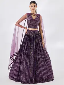 FABPIXEL Embellished Sequinned Semi-Stitched Lehenga & Unstitched Blouse With Dupatta