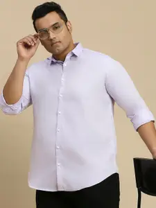 Sztori Classic Plus Size Self Design Pure Cotton Casual Shirt