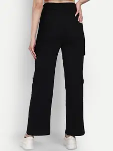 BROADSTAR Women Smart Wide Leg Clean Look High-Rise Cargo Stretchable Jeans