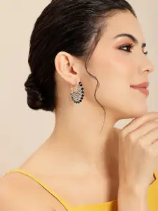 Sangria Silver-Plated Teardrop Shaped Drop Earrings