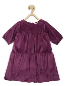 Peter England Girls Round Neck A-Line Dress