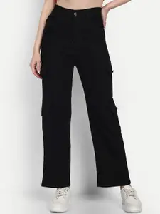 Next One Women Smart Wide Leg High-Rise Clean look Stretchable Cargo Jeans